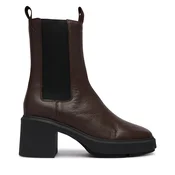 Škornji Calvin Klein Block Heel Chelsea Boot Lth HW0HW03694 Temno rjava