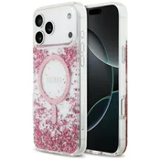 Guess GUESS etui za iPhone 17 Pro Max, združljivo z MagSafe, GUHMP17XRGRGEP (Resin Bottom Glitter), roza