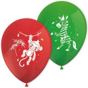 Vesel živalski rdeče-zeleni balon, set 8 kosov
