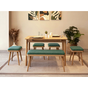 HANAH HOME Vina Mini 06 1070 Oak Green set : sto, stolice i klupa