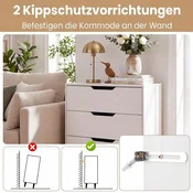Northix Moderna bela komoda s 3 predali in kovinskimi nogami