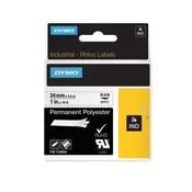 Dymo trak Rhino 24mm, črna na beli, trajni polies.(1734523)