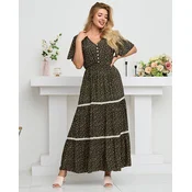 Resti Womens black flared floral maxi dress - Clothing