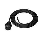 Priključni kabel 2 m z ravnim vtičem 250 V 16 A 3 x 1,5 mm2 IP44 H07RN-F PP-40H črne barve W-97212
