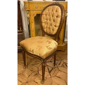 Casa Padrino luxury baroque dining chair gold pattern/brown/antique brass - Handmade solid wood chair with lions feet - Baroque style kitchen chair - Dining room furniture in baroque style