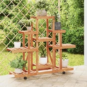 Stalak za cvijece s kotacima 110x25x101 cm od masivne jelovine