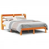 Vidaxl Posteljni okvir brez vzmetnice voščeno rjav 135x190 cm borovina