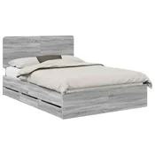 Vidaxl Konstrukcija postelje s predalom Siva Sonoma 140 x 190 cm