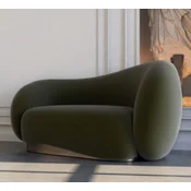 Casa Padrino luxury velvet armchair right side green/brass 110 x 105 x H. 78 cm - Living room armchair - Hotel armchair - Living room furniture - Hotel furniture - Luxury furniture
