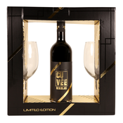 Poklon set premium Crno vino 0.75l + 2 caše