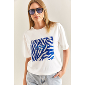 Bianco Lucci Womens Patterned Combed Cotton Tshirt