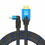 Savio HDMI (M) v2.1 cable angled 8K HDR Dynamic OFC copper 5m CL-175 HDMI kabel 3 m HDMI Tip A (Standard) Crno