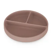 PETITE&MARS Silikonski okrogel krožnik s predelki in priseskom 6 m+ Take&Match, Velvet Latte