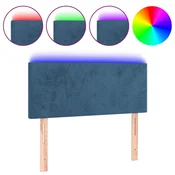 Vidaxl LED posteljno vzglavje temno modro 100x5x78/88 cm žamet