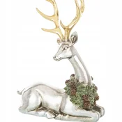 Figurica sedečega severnega jelena, srebrn božični okrasek, 22 cm