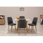 Hanah Home Set Trpezarijski sto i 4 trpezarijske stolice Vina 1053, Crni