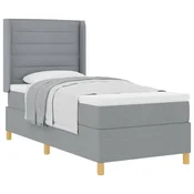 Vidaxl Postelja z vzmetnico z vzmetnico Svetlo siva 90 x 200 cm blago
