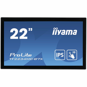 IIYAMA Monitor 21,5 PCAP Bezel Free 10P Touch with Anti-Fingerprint coating, 1920x1080, IPS panel, VGA, DisplayPort, HDMI, 305cd/m2 (with touch), Through Glass (Gloves) mode, 1000:1, 8ms, USB Touch Interface, External Power Adapter, 10P touch - TF2234MC-