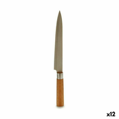 Kuhinjski Nož 3 x 33,5 x 2,5 cm Srebrna Smeda Nehrdajuci Celik Bambus (12 kom.)