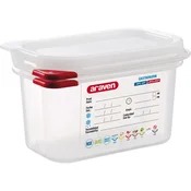 ARAVEN Gastronorm posoda s pokrovom GN 1/9, PP, globina: 100 mm, prostornina: 1 L, hermetična