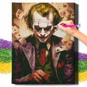 shumee Diamantna slika 5D z okvirjem Diamantno vezenje Velik Joker Mozaik 40x50 cm