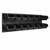 botle Viseča plošča za orodje 115x39 cm z 14 kos Škatla stenskih Črna škatle Sistem za shranjevanje