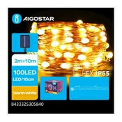 Aigostar - LED solarni lanac 100xLED/8 funkcija 12m IP65 topla bela