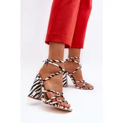 Boto Fashionable Beige Zebra High Heel Sandals Josette