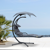 Outsunny Outsunny Vrtni viseči fotelj z baldahinom z UV-zaščito, oblazinjen zunanji viseči gugalnik, temno siva 190x115x190cm, (20754021)