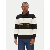 Pepe Jeans za moške. PM542230 Brandon polo majica črna, bela (M), Črna, Priložnostno, Bombaž, Dolg rokav, Trajnostni