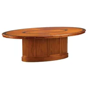 Casa Padrino luxury conference table brown - Oval solid wood meeting table with pull out shelves - Office table - Office furniture - Hotel furniture - Luxury furniture - Luxury furnishings