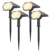 KJB Solarni vrtni reflektor 92 LED, topla bela svetloba, 4 kosi