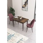 Hanah Home trpezarijski set Nil, sto i 2 stolice, ploca u dekoru drveta Baroque, puder roze tkanina Babyface