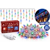 FED BOŽIČNE LUČKE IZ LEDENE SVETKE 100 LED 5,5 M BARVITE VEČBARVNE BLISKAVICE ZA ZUNANJO UPORABO, KOMBINIRANE