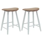 Vidaxl Jedilni stoli 2 szt. Bela 46 x 37 x 63 cm Masivno gumovo les