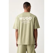 HUGO Majica Nalono temno bež / bela
