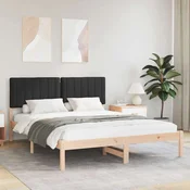 Vidaxl Posteljni okvir z oblazinjenim vzglavjem Črna 150 x 200 cm
