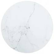 Stolna ploca bijela O 30 x 0,8 cm staklena s mramornim uzorkom
