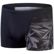 Mens swimsuit speedo hyper boom panel aquashort black/oxid grey/usa
