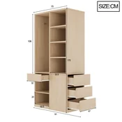 SONNENH Garderobna omara, 70 x 50 x 170 cm, MDF, predali za shranjevanje, prostor za shranjevanje, za shranjevanje v spalnici