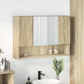 vidaXL Kopalniška ogledalna omara z vrati sonoma hrast 80 x 17 x 55 cm