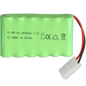 YUNIQUE GREEN-CLEAN 7,2V 2400mAh NiMH polnilna baterija s Tamiya KET 2P priključkom in USB kablom – 6-celični AA paket za RC avtomobile, tovornjake, bagerje, rezervoarje, gosenice in igrače