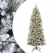 Vidaxl Umetna božična jelka z bučko 180 cm 300 LED Toplo bela