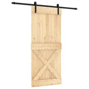 Vidaxl Drsna vrata Naravna in črna 90 x 210 cm Masiven borov les