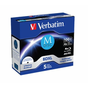 Verbatim M-DISC BD-R XL 100GB, 4x, tiskljiv, ohišje za dragulje, 5 kosov