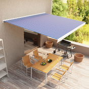 Ročno zložljiva kasetna tenda 400x300 cm modra in bela
