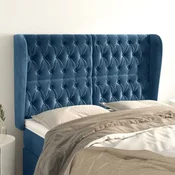 Vidaxl vidaXL Vzglavje s krilci temno modro 147x23x118/128 cm žamet