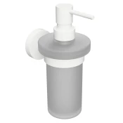 X-ROUND WHITE stenski razpršilnik za milo 230 ml, matirano steklo, bela mat - Bela - Medeninasti - 80x180x100 mm - Sapho - X-ROUND - 24 - Dozator za milo - 80 - 180 - 100 - According to recommendation - 14