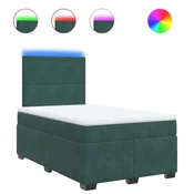 Vidaxl Box spring postelja z vzmetnico temno zelen 120x190 cm žamet