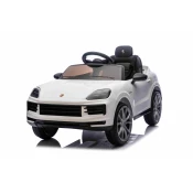 Beneo Elektrické autíčko Porsche Cayenne 12V s pohonom zadných kolies a licenciou (Jednomiestne), biele, Lítiová batéria, široké sedadlo, Odpružené nápravy, 2,4 GHz Diaľkový ovládač, MP3 prehrávač so vstupo